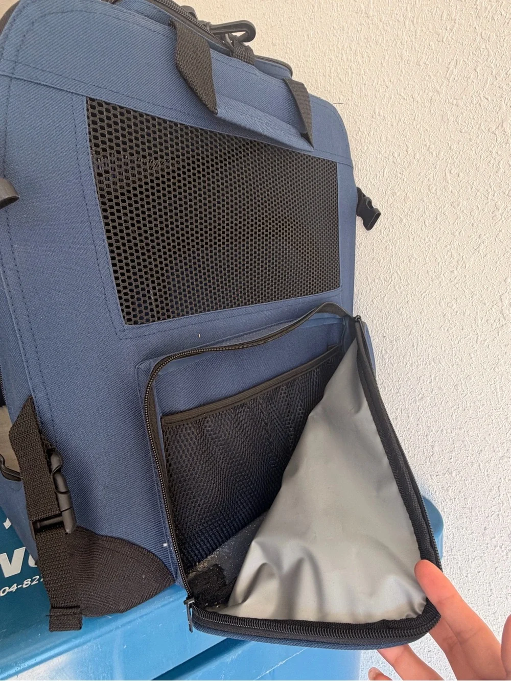 Navy Small Soft-Sided Pet Carrier with Mesh Venting